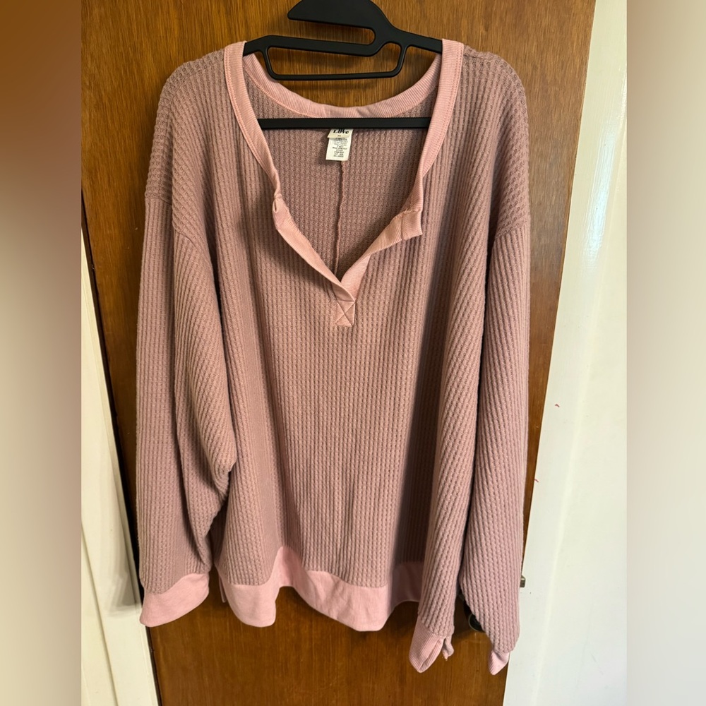 Excellent used condition, ladies 3X V neck pullover by Sew in Love, color mauve.